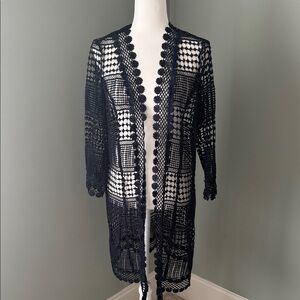 NWT | Elegant Navy Crochet Open Cardigan - Size L